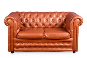 Bruine Chesterfield-bank van leer